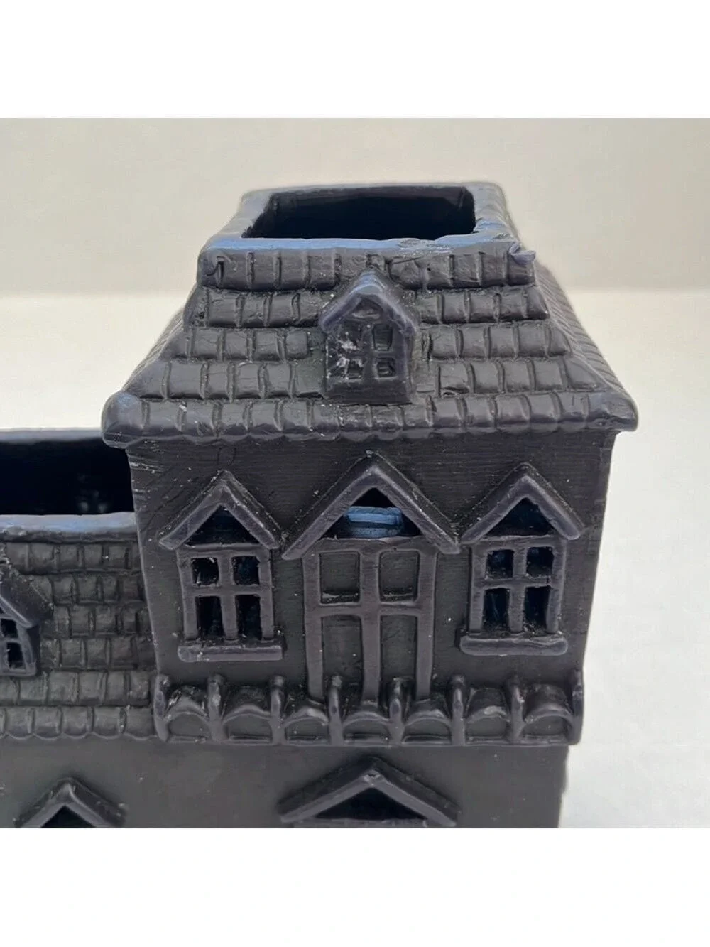 Pottery Barn Wax Haunted House Votive Candle Holder Halloween Vintage Black